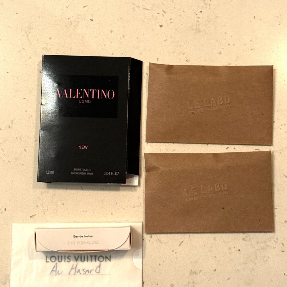Men’s perfume samples Valentino Le Labo Louis Vuitton Lot of 4 NEW